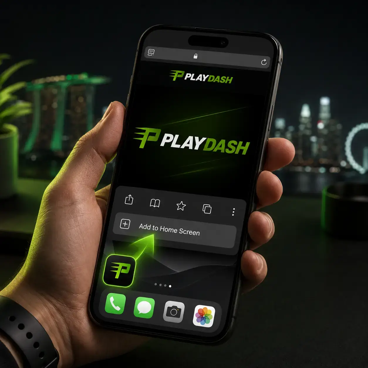 PLAYDASH 插图：在手机浏览器中游玩的智能手机