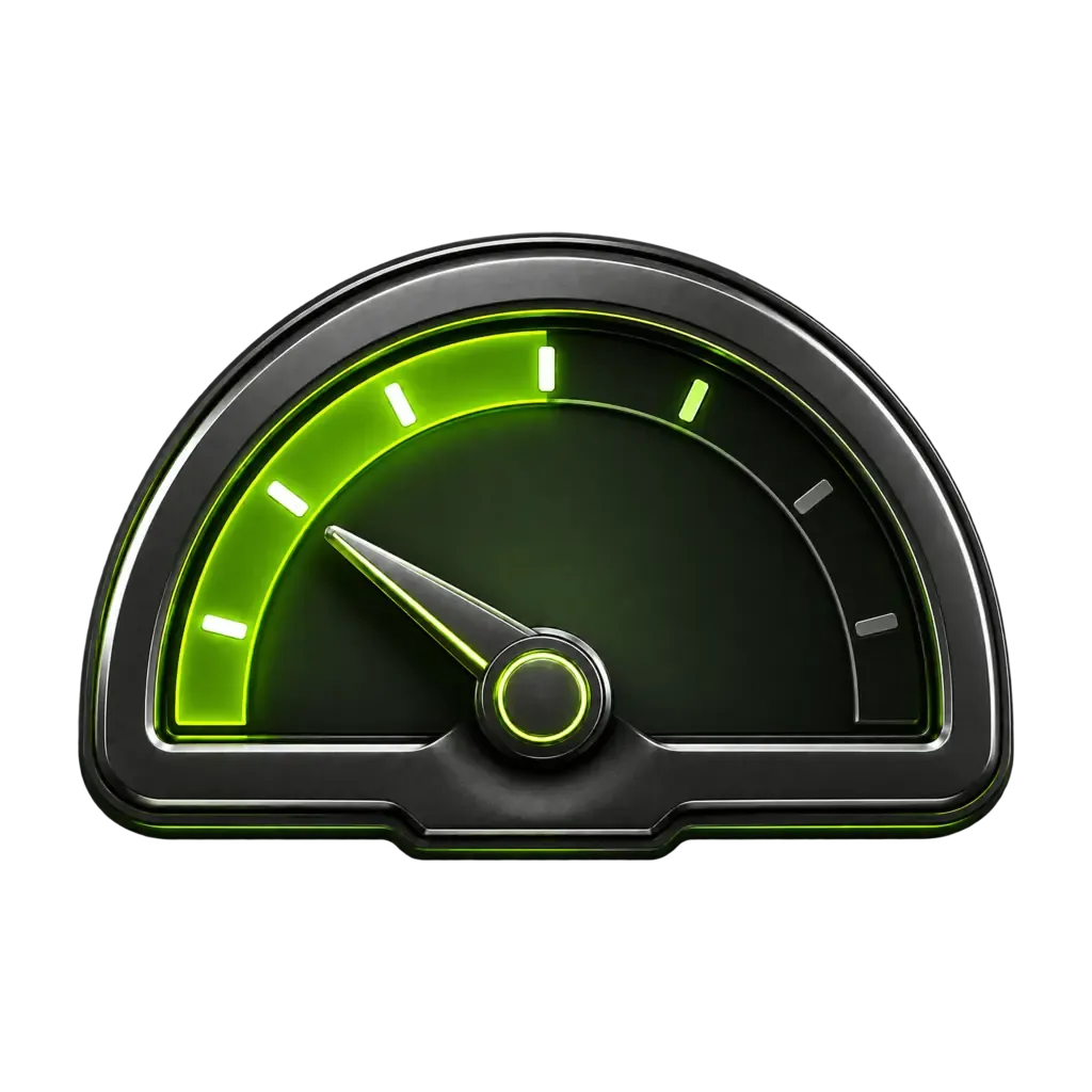 Spending-limit gauge icon in green neon